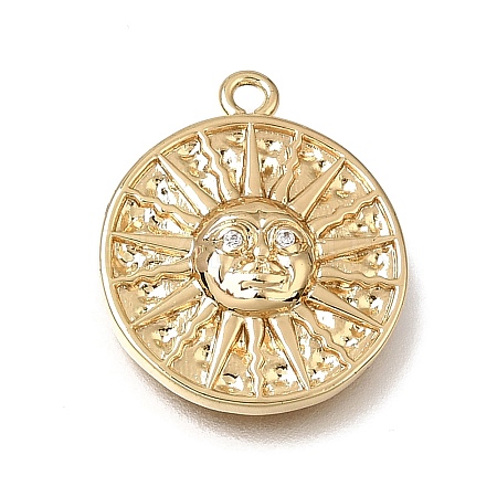 Brass Micro Pave Clear Cubic Zirconia Pendants CU-CBA7960-09G-1