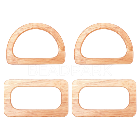 CHGCRAFT 4Pcs 2 Styles Wooden Bag Handle WOOD-CA0001-29B-1