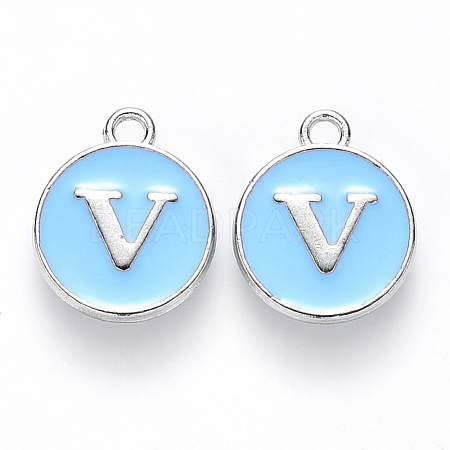 Platinum Plated Alloy Enamel Charms X-ENAM-S118-04V-P-1