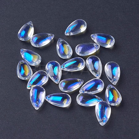 Electroplate Glass Charms EGLA-L014-06-1