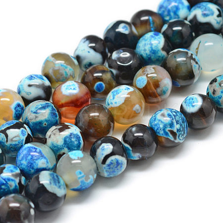 Dyed Natural Fire Crackle Agate Beads Strands G-T042-6mm-A15-1
