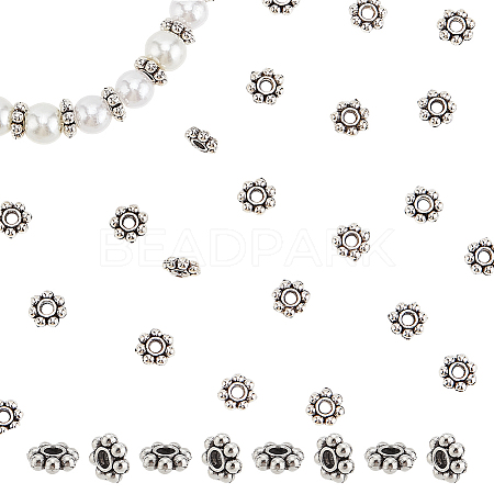 100Pcs Tibetan Style Alloy Beads Flower Spacer Beads TIBEB-LP0001-03-1