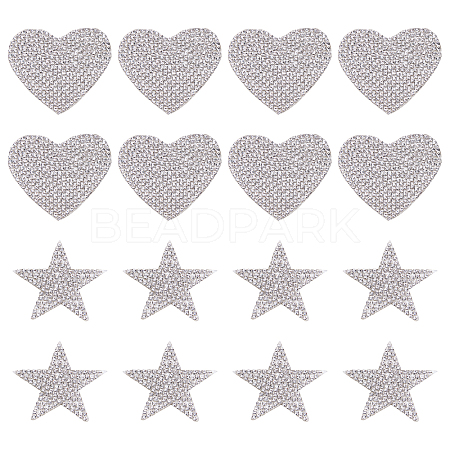 AHADERMAKER 16Pcs 2 Style Glitter Hotfix Rhinestone DIY-GA0002-49-1