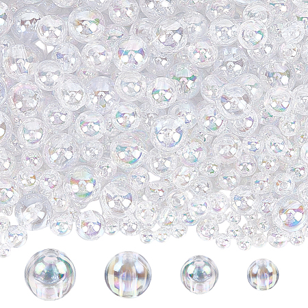 1000Pcs 4 Styles Transparent Acrylic Beads MACR-PA0001-02-1