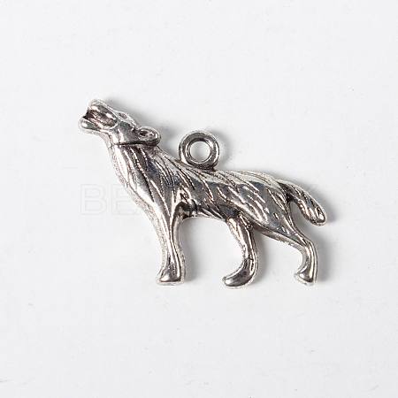 Tibetan Style Alloy Howling Wolf Pendants X-LF1753Y-NF-1