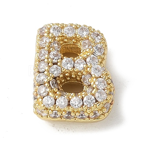 Brass Micro Pave Cubic Zirconia Beads KK-P290-61G-B-1