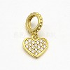 CZ Brass Micro Pave AAA Cubic Zirconia Large Hole European Dangle Charms X-ZIRC-L014-07G-NR-1