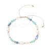 Natural Amethyst & Rainbow Moonstone & Amazonite & Cultured Freshwater Pearl Beads Braided Bead Bracelets for Women BJEW-JB12666-02-1