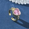 Brass Pave Cubic Zirconia Cuff Open Rings for Women RJEW-L343-08G-02-1