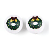 Christmas Printed Opaque Acrylic Round Beads OACR-T029-08E-1