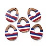 Independence Day Opaque Striped Resin & Walnut Wood Pendants RESI-U010-02N-1