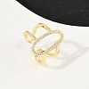Brass Micro Pave Cubic Zirconia Cuff Rings for Women RJEW-F186-02G-1