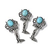 Angel Brass Synthetic Turquoise Pendants KK-D361-02AS-13-1