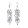 Trumpet Flower Shape Glass & Imitation Pearl Beaded Dangle Earrings EJEW-JE05100-04-1