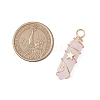 2Pcs 2 Styles Natural Rose Quartz Double Terminated Pointed Pendants PALLOY-JF03122-03-2