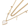 Double Chains Multi Layered Necklaces with Resin Shell Heart and Crystal Rhinestone Charms NJEW-D296-12G-1