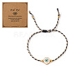 Adjustable 304 Stainless Steel Enamel Evil Eye Cotton Cord Braided Bead Bracelets WG2F678-02-1