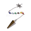 Natural Tiger Eye Hexagonal Pointed Cone Dowsing Pendulum Pendants G-G983-05P-04-2