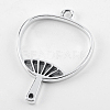 Rack Plating Alloy Fan Open Back Bezel Pendants X-PALLOY-S047-18D-FF-2