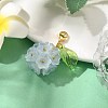 Flower Glass Pendant Decoration HJEW-TA00286-03-2