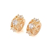 Hollowed Brass Micro Pave Clear Cubic Zirconia European Beads KK-B100-024G-1