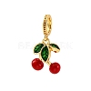 Brass Enamel Red Cherry European Dangle Charms KK-F894-06G-1