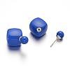 Double-side Acrylic Cube & Round Ear Studs EJEW-O033-01-3
