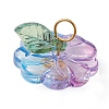 Transparent Glass Flower with Acrylic Leaf Pendants PALLOY-JF02260-3