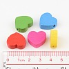 Mixed Color Heart Natural Wood Beads Nice for Children's Day Jewelry Making X-TB109Y-4