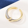 Brass Micro Pave Cubic Zirconia Adjustable Cuff Rings for Women RJEW-C140-13G-3