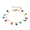 Donut Brass Enamel Charm Bracelets BJEW-JB05221-04-1