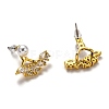 Brass Micro Pave Clear Cubic Zirconia Front Back Stud Earrings EJEW-H123-03G-3