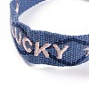 Word Lucky Polycotton(Polyester Cotton) Braided Bracelet with Tassel Charm LS-BJEW-F429-08-2