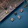 8Pcs 4 Colors Brass Micro Pave Black Cubic Zirconia Spacer Beads ZIRC-SZ0001-31-4