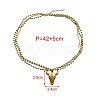 Brass Cattle Head Pendant 304 Stainless Steel Chain 3-Strand Necklaces for Women WG2675A-01-5