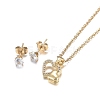 Valentine's Day 304 Stainless Steel Rhinestone Jewelry Sets SJEW-H301-20G-2