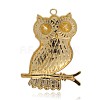 Halloween Owl Golden Plated Alloy Enamel Rhinestone Big Pendants ENAM-J212-04G-2