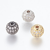 Brass Micro Pave Cubic Zirconia Beads ZIRC-E134-8mm-04-1