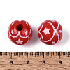 Christmas Spray Painted Schima Wood Beads WOOD-T032-35E-3