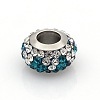 Nice Large Hole 304 Stainless Steel Polymer Clay Pave Two Tone Rhinestone European Beads CPDL-O002-01-2