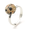 Half Round Natural & Synthetic Mixed Stone Adjustable Ring RJEW-JR00410-2
