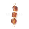 3Pcs 3 Styles Natural Amber Cube Beaded Connector Charms PALLOY-JF04926-3
