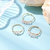3Pcs Natural Rose Quartz Bead Finger Ring RJEW-JR00855-03-1