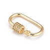 Brass Micro Pave Clear Cubic Zirconia Screw Carabiner Lock Charms ZIRC-T010-10G-3
