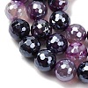 Electroplated Natural Agate Beads Strands G-B191-A07-10mm-10-3