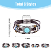 FIBLOOM 6Pcs 6 Style Cowhide Rope Triple Layer Multi-strand Bracelets Set BJEW-FI0001-43-2