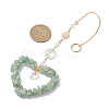 Heart Natural Green Aventurine Chip Pendant Drcorations HJEW-JM01651-03-2