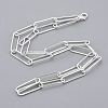 Brass Flat Oval Paperclip Chain Necklace Making MAK-S072-08A-S-2