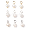 3Pcs 3 Colors Natural Cultured Freshwater Pearl Two Sides Polished Charms PALLOY-JF04036-1