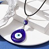 Lampwork Teardrop with Evil Eye Pendant Necklaces NJEW-JN04595-01-3